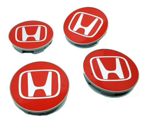 Centros De Llanta Honda Civic Si Exs Color  Rojo H Plat 69mm