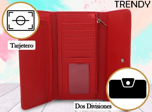 Billetera Dama Trendy Original Tarjetero Monedero Eco Cuero