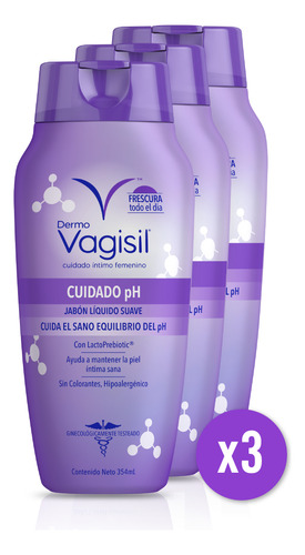 Kit 3 unidades Jabón Líquido Íntimo Vagisil 2 en 1 Cuidado Incontinencia pH Balanceado 354ml c/u