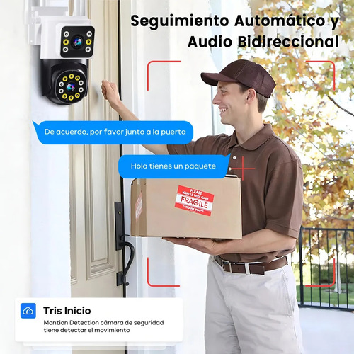 8mp Câmera Segurança Wifi Ip Ip66 Prova D'agua App Icsee Audio Bidirecional Inclui Visão Noturna Wifi 2.4g Dupla Lentes 2 Em 1