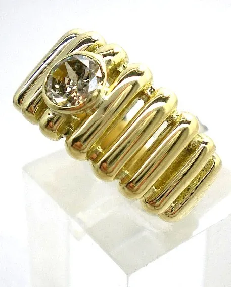 Anillo Solitario De Oro 18 Kt Y Brillante Goldantiques