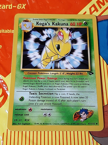 Koga's Kakuna Lv.21 #14,original De Pokemon Tcg,1999-2000.