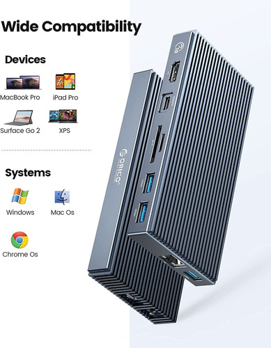 9 Es 1 Nvme Ssd Dock Pd100w Rj45 Hdmi 4k @60hz 3.5mm Orico