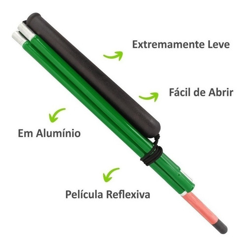 Imagem 3 de 8 de Bengala P/ Deficiente Visual Baixa Visão Dobrável Alumínio