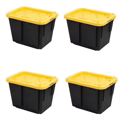 Organizador Caja Resistente, Mxoxx-004, 4 Pzas, 45 Lt, 51x38 Color Negro/Amarillo BoxIt