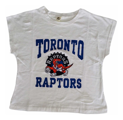 Polera Algodón Niña Diseño Toronto Raptors Talla 13