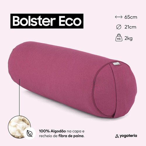 Almofada Cilíndrica Bolster Eco Rolinho Yoga Restaurativa Cor Ameixa Yogateria
