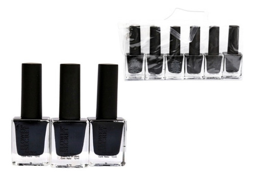 Set De 6 Pinturas Para Uñas Negro Flower Secret 