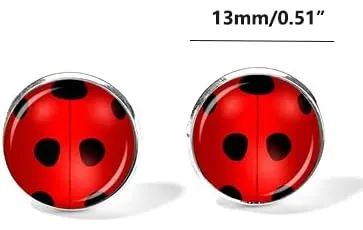 Pendientes Niñas Punto Negro Rojo Plata Bug Pendientes Para