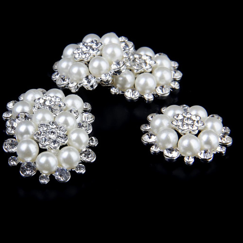 5pcs Cristal Flor De Perla De Imitación Botón Decoración