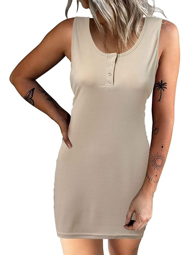 Mrgiinri Vestido Ajustado Manga Para Mujer Informal Cuello