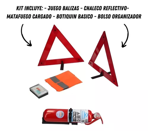 Kit de emergencia para coche: triángulos de emergencia, extintor