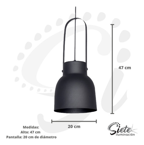 Lámpara Campana Colgante Con Giro Para Rosca Común E27 Estructura Negro