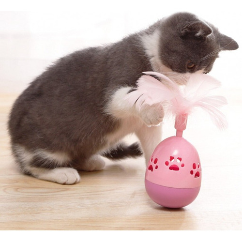 Juguete Para Gato Diseño De Huevo Con Pluma Mascotas