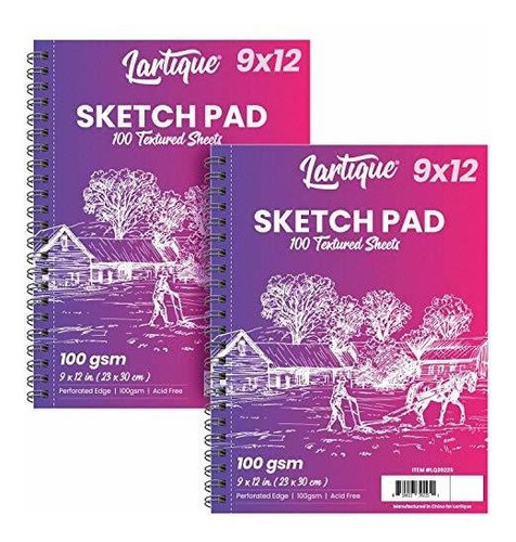 Escritura - Cuadernos - Lartique 9x12 Sketch Pad, 2-pack,100