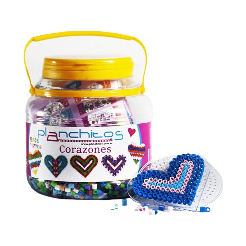 Balde Hama Beads Corazones - Planchitos Didáctico Infantil