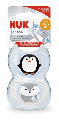 Imagen 2 de 8 de Set 2 Chupetes Bebe Space Nuk 0-6 M C/estuche