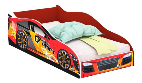 Cama Solteiro Carros Drift 188x88 Cm - Vermelho / Vermelho -