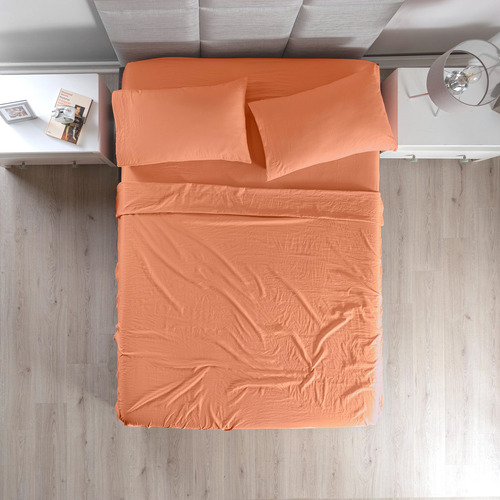 Jgo De Sabanas Queen Size Viasoft Washed Coral Vianney 88560 Diseño De La Tela Liso