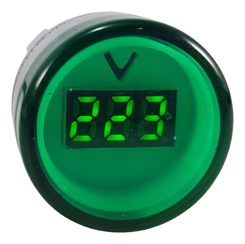 Medidor De Voltaje Voltimetro Redondo 22mm De Panel Verde
