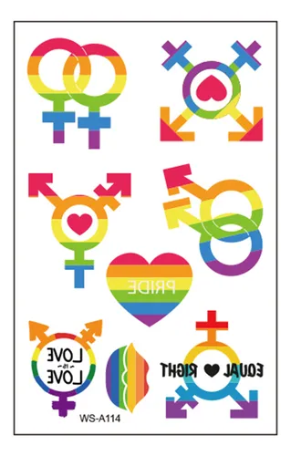 Pegatinas De Tatuaje De Bandera Gay, 10 Unidades