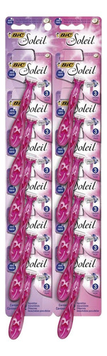 Dispositivo de afeitado Bic Soleil de 3 cuchillas, paquete de 12 (rosa)