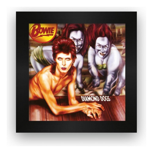 Quadro Azulejo Com Moldura David Bowie Dimond Dogs Cor Marrom Cor da armação Preto