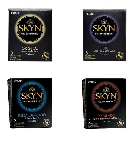 Preservativos Prime Skyn Mixtos Sin Latex 4 Cajas X 3 Un.