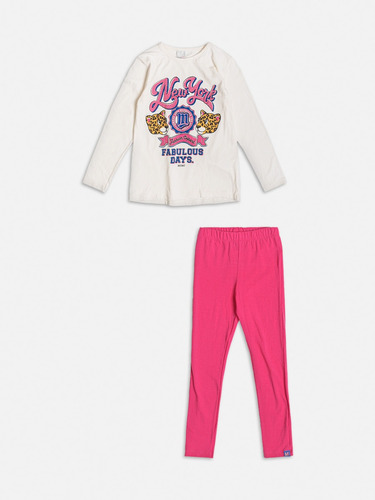 Conjunto Infantil Momi Inverno Legging Rosa E Blusa Oncinha