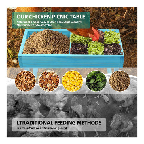 Mesa De Picnic Para Pollos, Comedero Para Pollos, Sin Madera