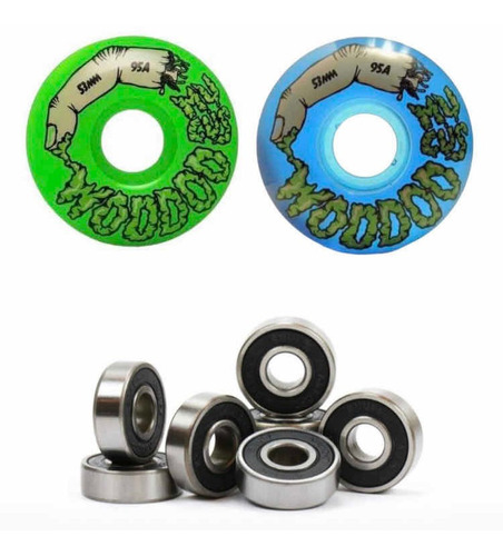 Ruedas Woodoo Mucus 53mm + Rulemanes Abec 7. Envíos.