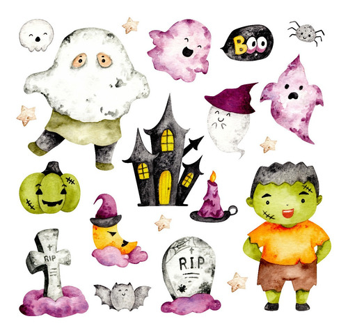 Clipart Niños Halloween Acuarela 02