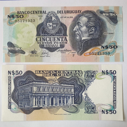 Billetes Mundiales : Uruguay  50 Nuevos Pesos 1988