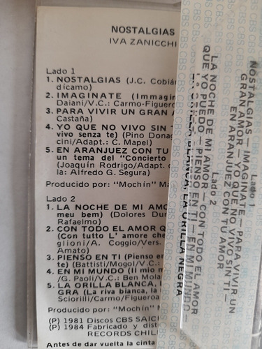 Cassette De Iva Zanicchi Nostalgias (#1248 (Usado)