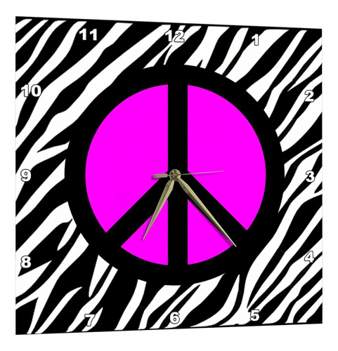3drose Pink Peace On Zebra Background - Reloj De Pared, 15 P