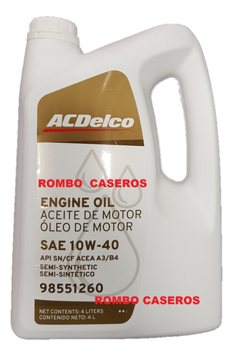 Aceite Semi-sintetico Acdelco 10w40