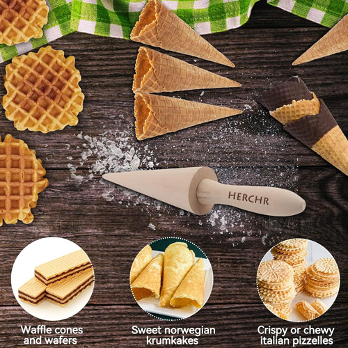 Rodillo De Cono De Madera Para Gofres Y Helado Krumkake