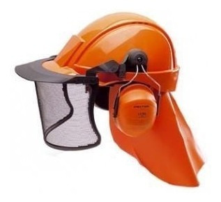 Casco Forestal Completo Visor, Protector Oído Y Cuello Cyber