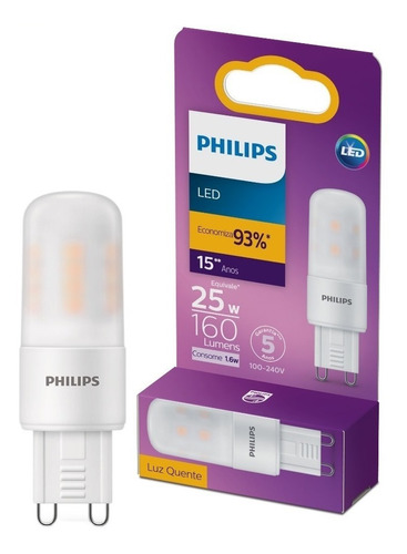 Lâmpada Led Capsula G9 1.6w 6500k 160 Lumens Bivolt Philips Cor da luz Branco-frio 110V/220V