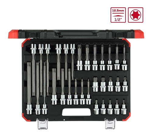 Imagem 2 de 3 de Jogo De Soquetes Torx 1/2 T20 A T70 Gedore Red 32 Peças