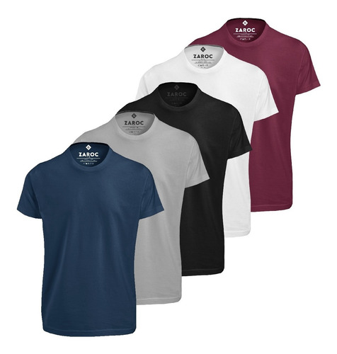 Imagem 1 de 10 de Kit 5 Camisetas Masculinas Slim Fit Básicas Algodão Premium