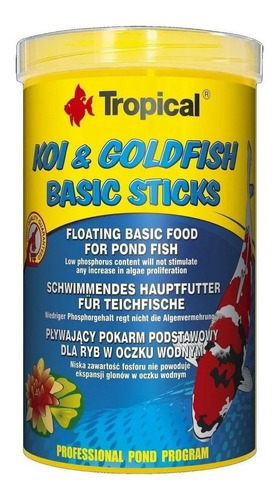 Ração P/ Peixe Koi & Goldfish Basic Sticks 80g Tropical