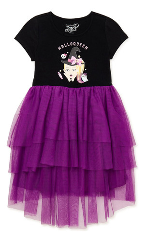 Vestido Tutú Morado Y Negro De Halloween Para Niñas, Talla 6