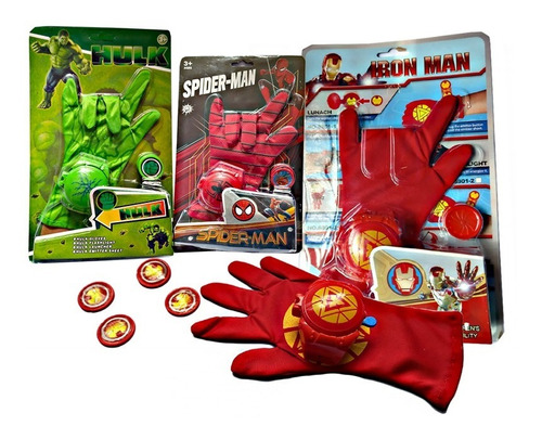 Juguete Guante Lanza Discos Niños Spiderman Ironman Avengers