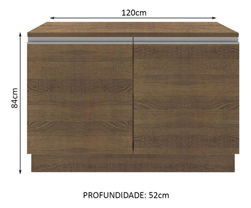 Gabinete Bajo Bufetera Madesa Glamy 120cm Con Encimera Mm 01 Color Marrón