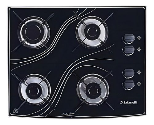 Fogão cooktop com alimentação gás - Safanelli Fogão 4 bocas cor preto - 4 queimadores