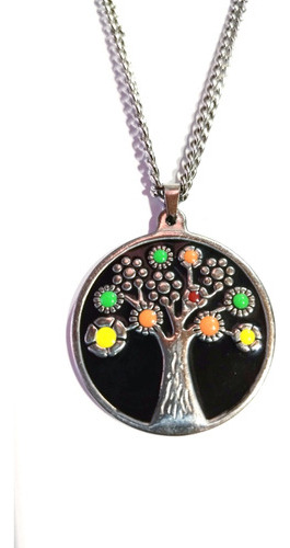 Medalla Cadena Árbol De La Vida Acero Quirúrgico Esmalta 