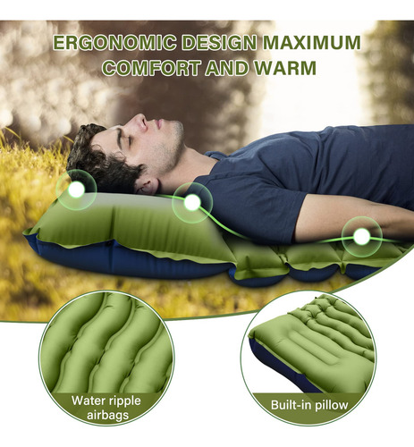 Estera De Camping Ultraligera Con Almohada Inflable Grises