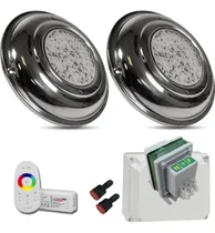 Comprar Luces De Pileta Kit 2 Luces Led 20w Rgb 23cm De Acero Inoxidable Con Transformador Caja Controlador Rgb Y Pasamuros Listo Para Instalar En Pileta De Material Hormigon