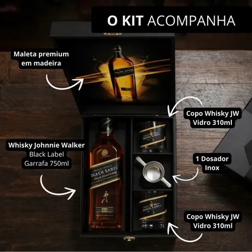 Cesta Whisky Black Label Importado 750ml. Presente Premium